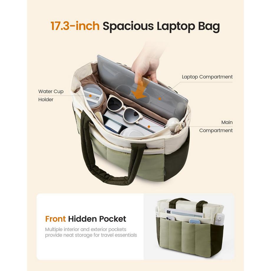Only-bags.store Tages-Tasche mit magnetischer Kopfhörertasche und 15-Fach-Organizer  
