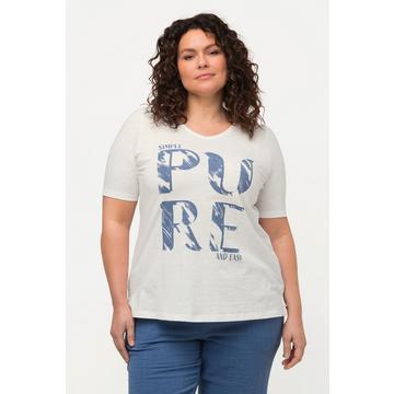 T-shirt di cotone biologico con PURE, scollatura a V e mezze maniche