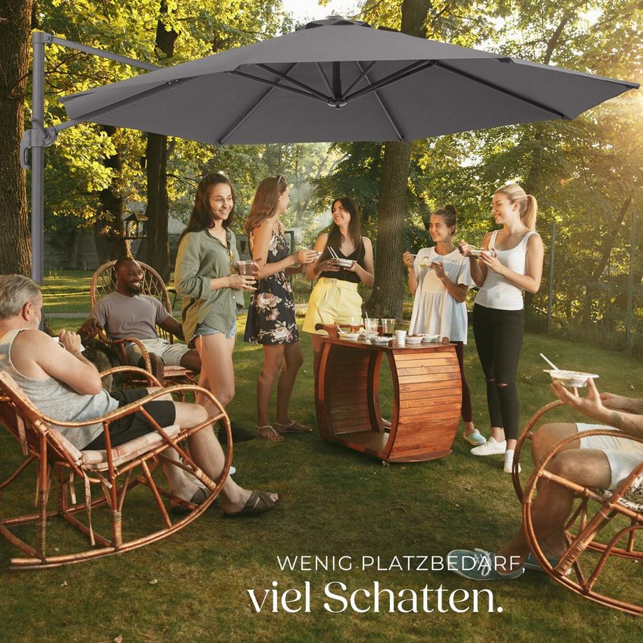 Tectake Sonnenschirm Daria Ø 300 cm leichtgängiger Mechanismus mit Fußpedal  