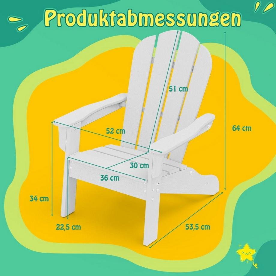 Northix Chaise Adirondack pour enfants, ergonomique  