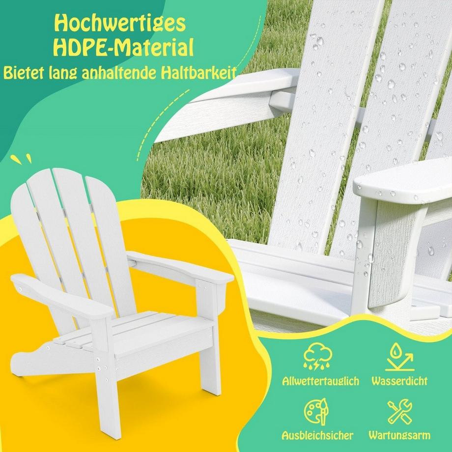 Northix Chaise Adirondack pour enfants, ergonomique  