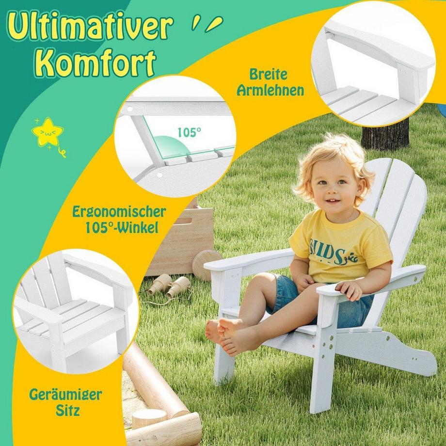 Northix Chaise Adirondack pour enfants, ergonomique  