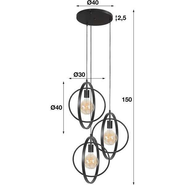 mutoni Lampada a sospensione Turn around 3L a più livelli Carbone  