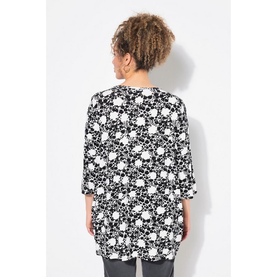 Ulla Popken Blüten A-Linie V-Ausschnitt 3/4 Arm Shirt  