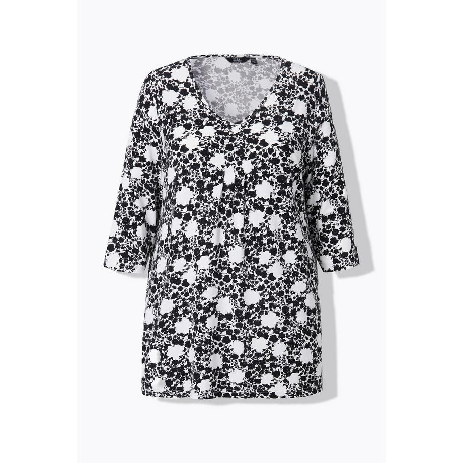 Ulla Popken Blüten A-Linie V-Ausschnitt 3/4 Arm Shirt  