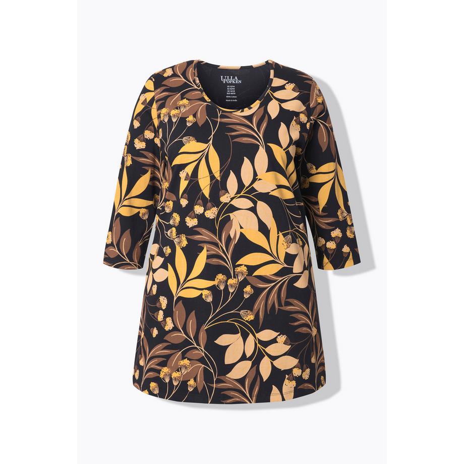 Ulla Popken Longshirt floreale scollo rotondo maniche 3/4 linea ad A  