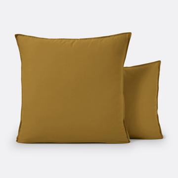 Taie d'oreiller unie en coton lavé