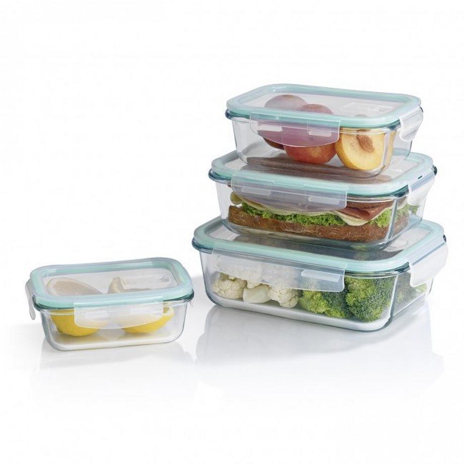 MAXXMEE  MAXXMEE 04002200400 boîte hermétique alimentaire Rectangulaire Bleu, Transparent 4 pièce(s) 
