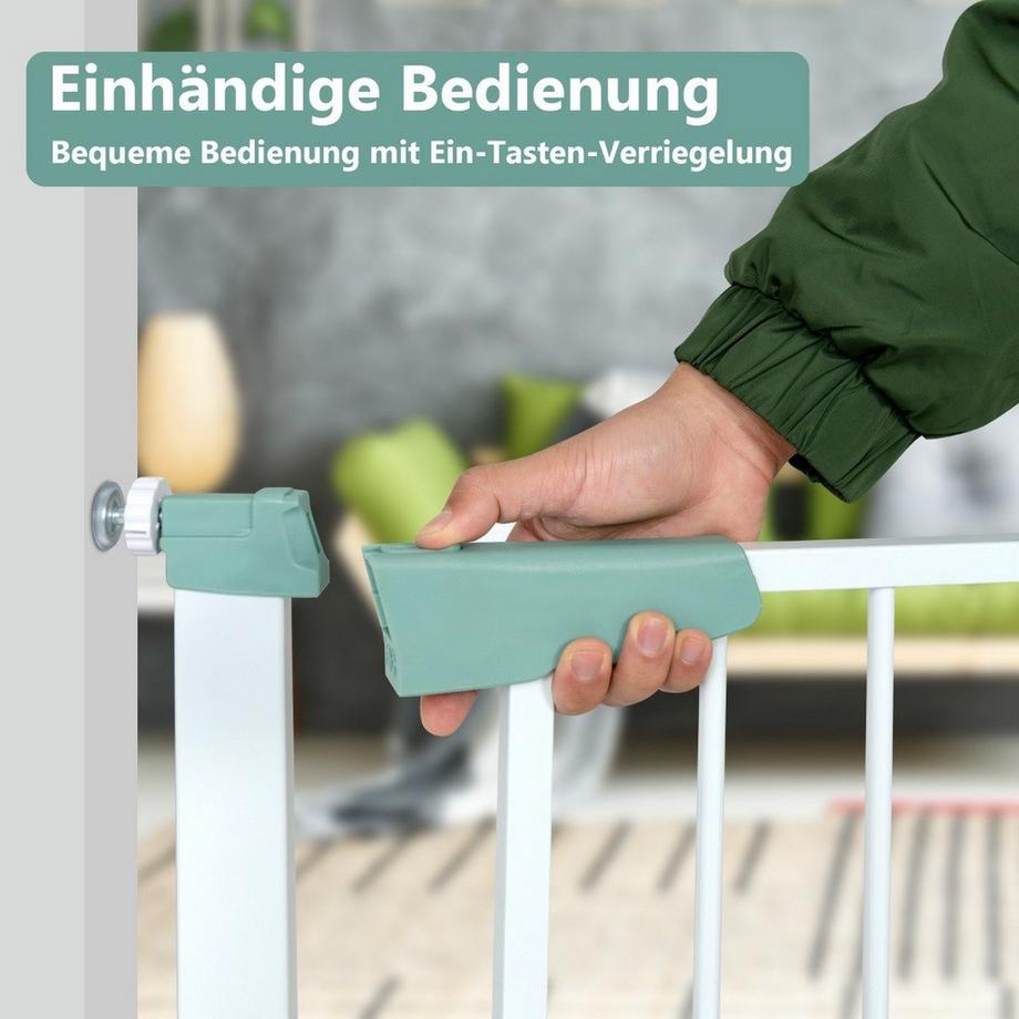 Northio  Türschutzgitter Baby 80-132cm Treppenschutzgitter aus Metall ohne Bohren 80-130 x 2 x 76 cm Weiß 
