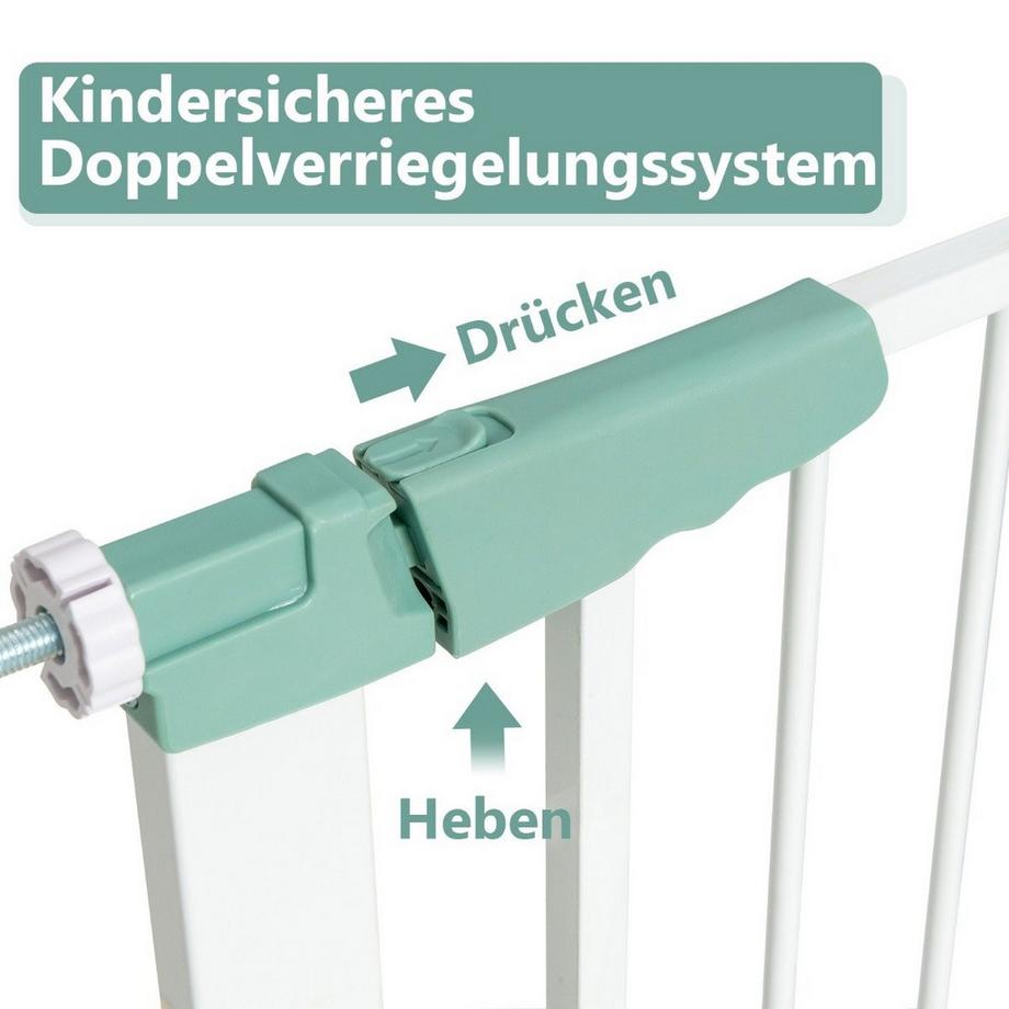 Northio  Türschutzgitter Baby 80-132cm Treppenschutzgitter aus Metall ohne Bohren 80-130 x 2 x 76 cm Weiß 