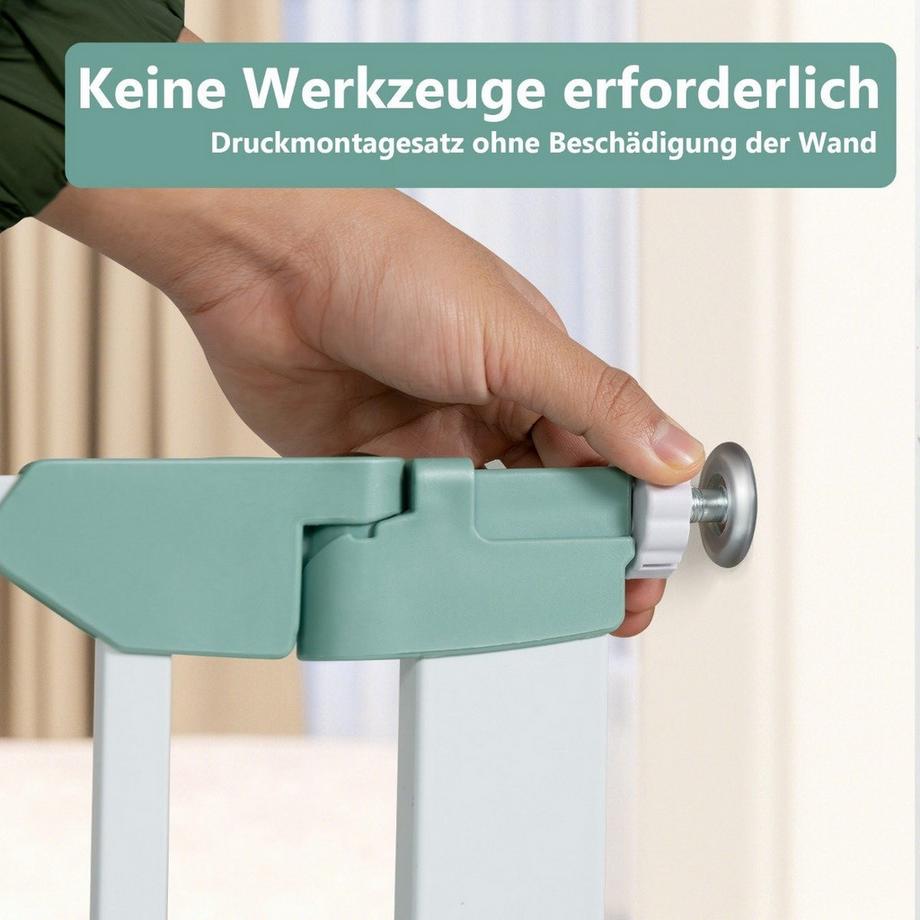 Northio  Türschutzgitter Baby 80-132cm Treppenschutzgitter aus Metall ohne Bohren 80-130 x 2 x 76 cm Weiß 