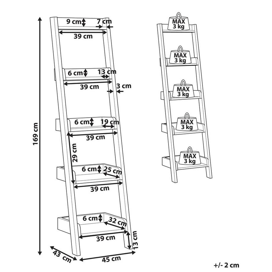 Beliani Regal mit 5 Ebenen aus MDF-Platte Retro MOBILE DUO  