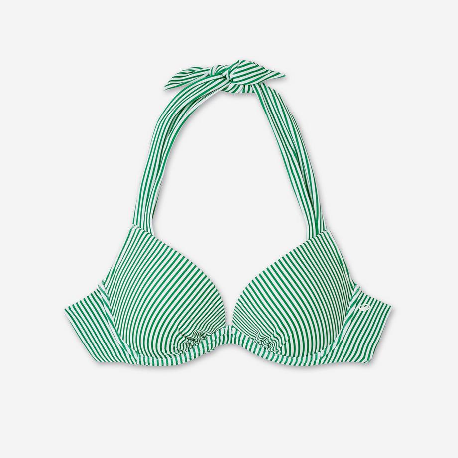 DECATHLON Bikini-Oberteil Push-up ELENA JUNGLE mit festangenähten Formschalen Damen  