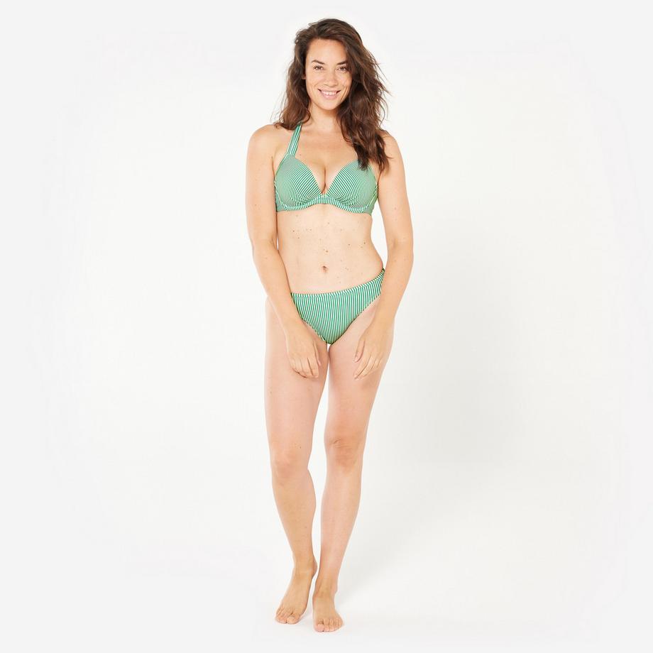 DECATHLON Bikini-Oberteil Push-up ELENA JUNGLE mit festangenähten Formschalen Damen  