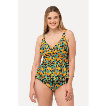 Tankini, imprimé abstrait, bonnets souples, matière recyclée