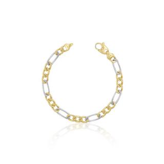 MUAU Schmuck  Bracelet Figaro Bicolor Gelb-/Weissgold 750, 19cm, 6mm 