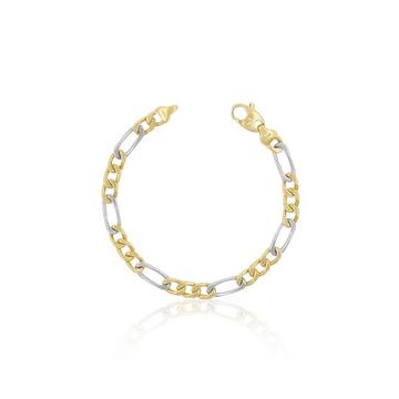 Bracelet Figaro Bicolor Gelb-/Weissgold 750, 19cm, 6mm