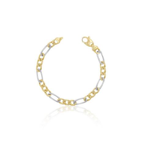 MUAU Schmuck  Bracelet figaro bicolore or jaune/blanc 750, 19cm, 6mm 