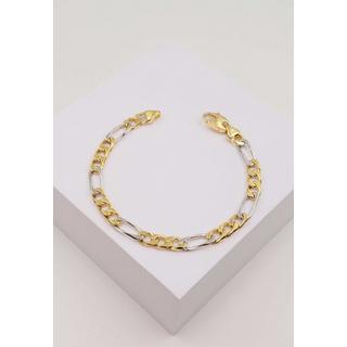 MUAU Schmuck  Bracelet figaro bicolore or jaune/blanc 750, 19cm, 6mm 