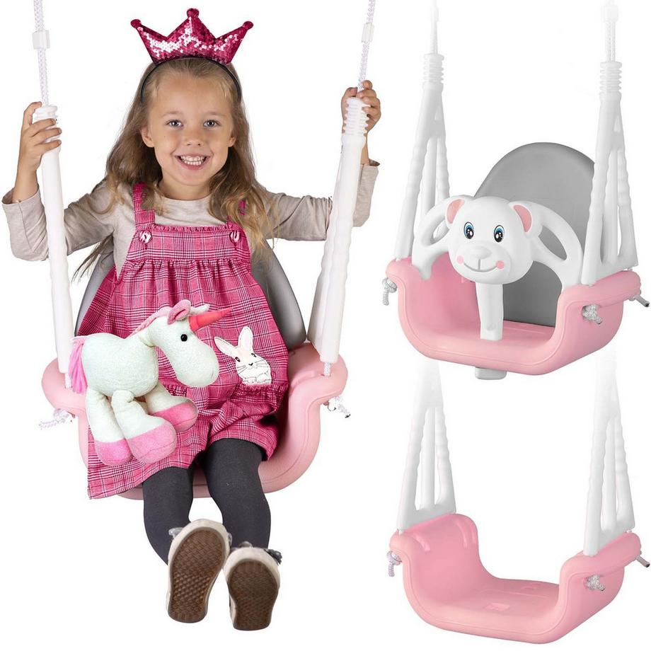 Altalena a secchiello con orsacchiotto 3 in 1 Ricokids, rosa