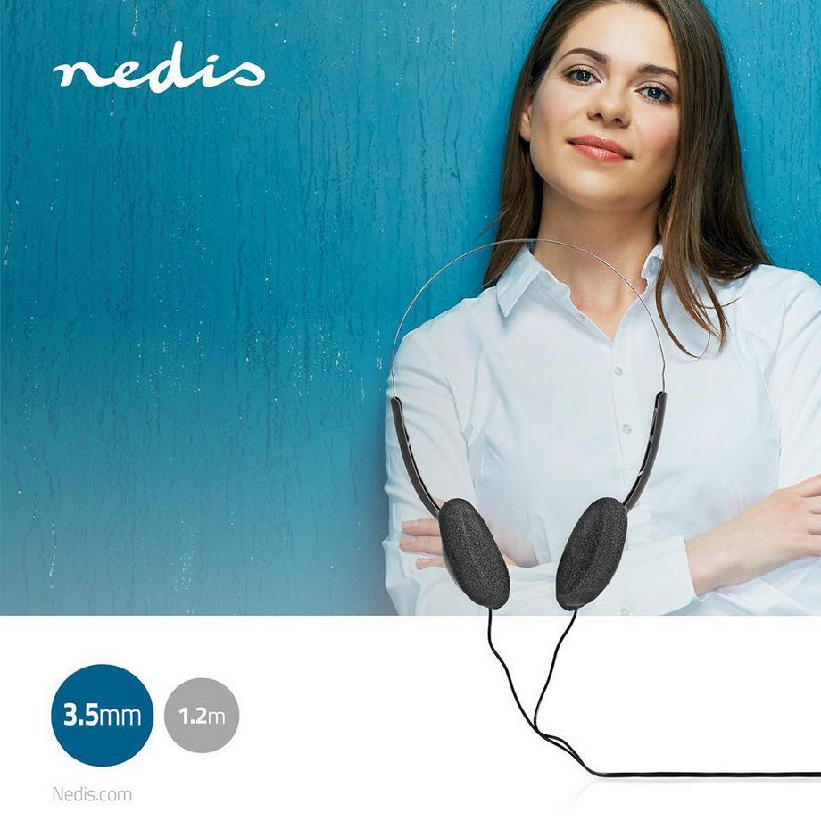 Nedis  On-Ear-Kabel-Kopfhörer | 3,5 mm | Kabellänge: 1,20 m | Schwarz 