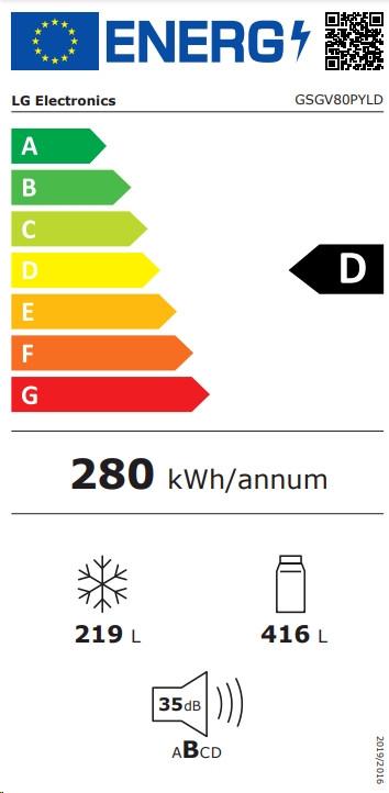 LG GSGV80PYLD - Side-by-Side-Kühlschrank InstaView, 635 l, D  