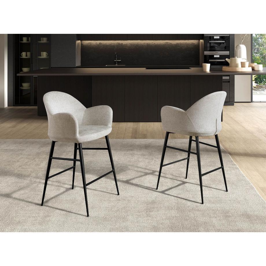 ANGEL CERDA Tabouret en tissu gris clair  