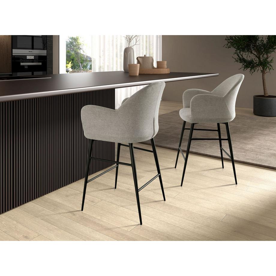 ANGEL CERDA Tabouret en tissu gris clair  