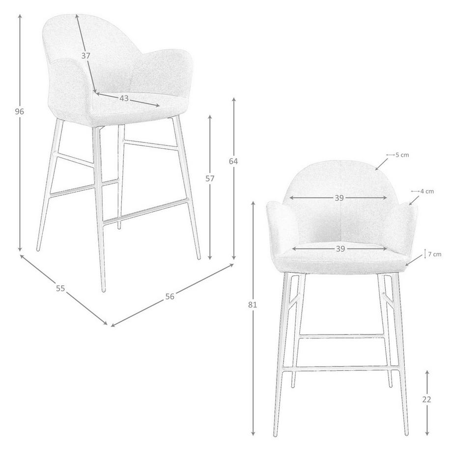 ANGEL CERDA Tabouret en tissu gris clair  