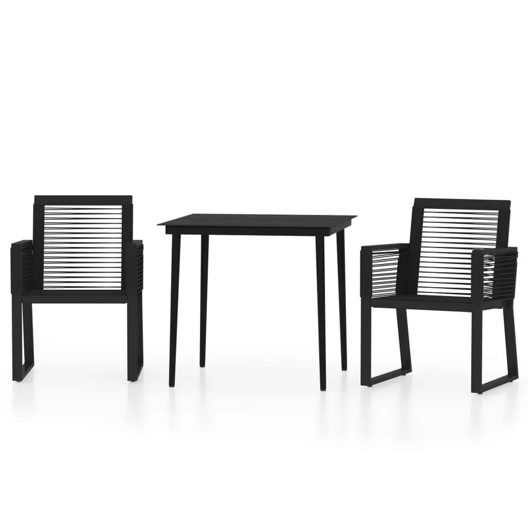 vidaXL Ensemble à manger de jardin 3 pcs Noir