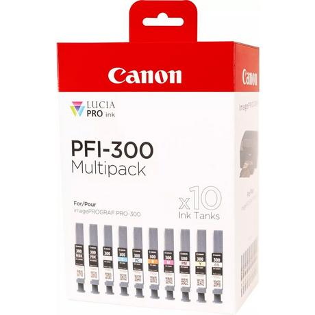 Canon  PFI-300 Multipack, 10-Pack - MBK/PBK/CO/GY/R/C/M/Y/PC/PM 