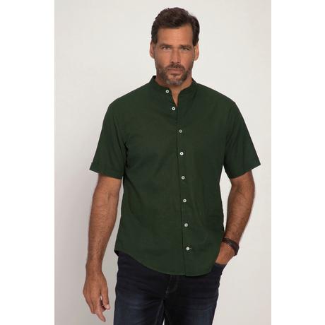 JP1880  Camicia con lino, mezze maniche, colletto alla coreana e vestibilità moderna 