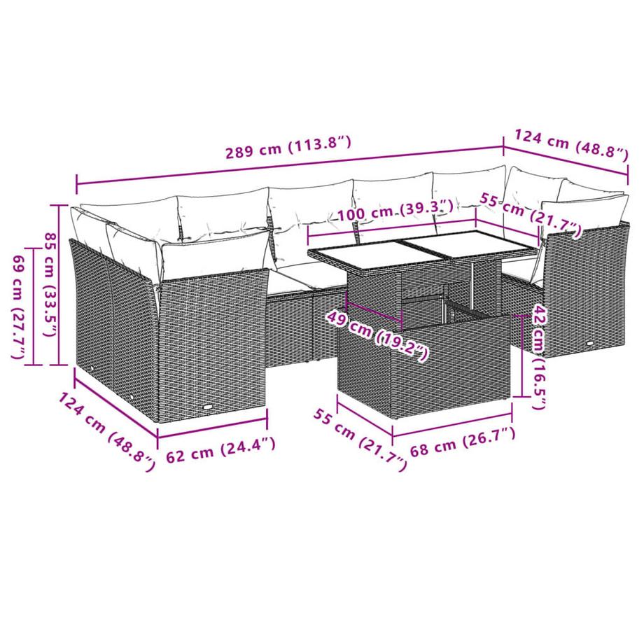 VidaXL set divano da giardino Polirattan  