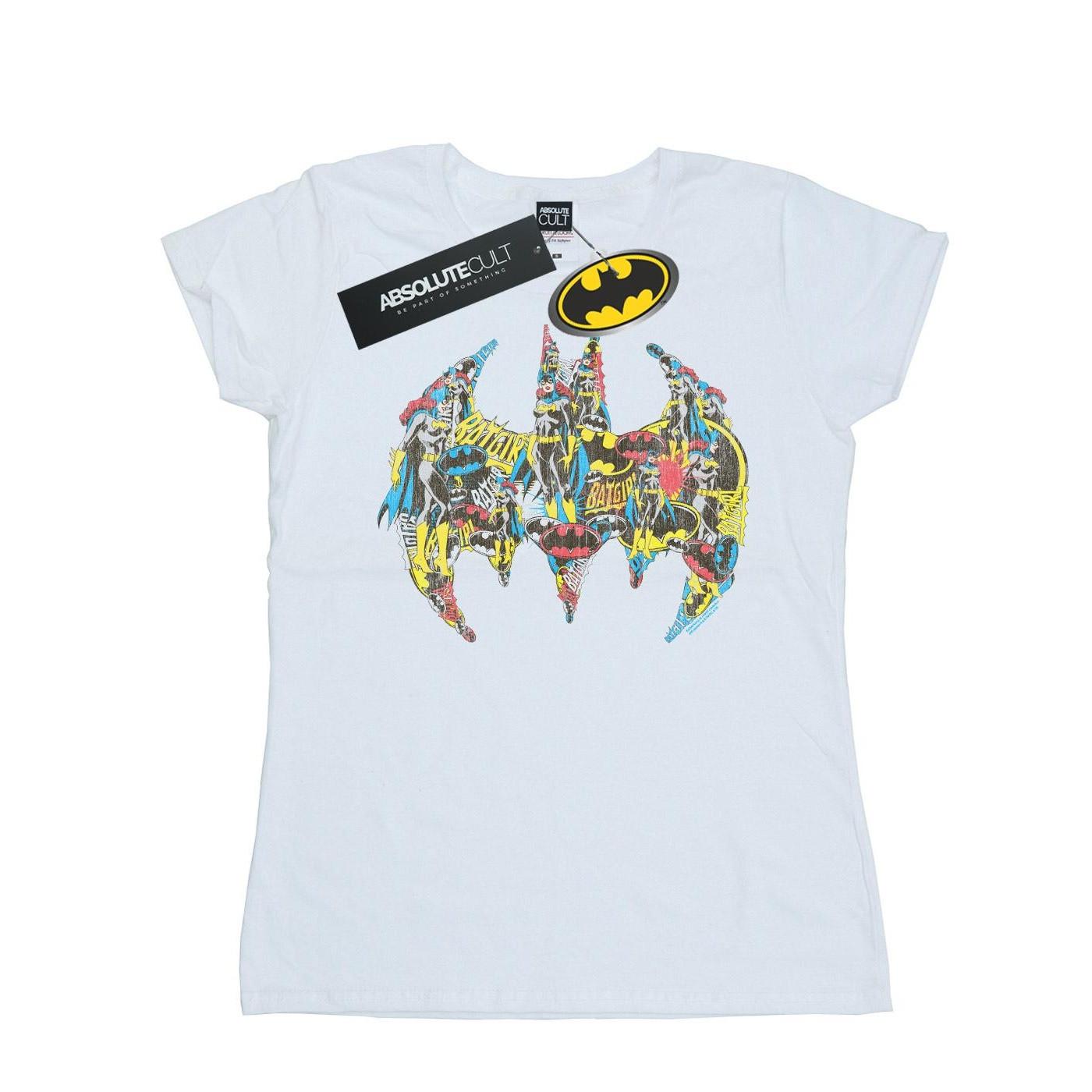 Image of Batman Batgirl Logo Collage Tshirt Damen Weiss M