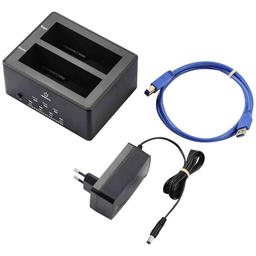 Renkforce  USB 3 SATA 2-Port HDD-Dockingstation mit Cloning, Kopier- und Löschfunktion 