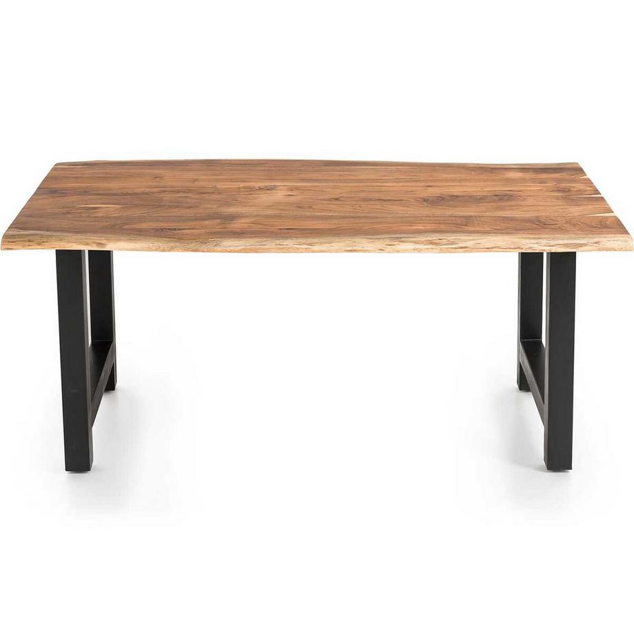Tavolo in legno massiccio Luranta acacia gambe ad H naturale 240x110