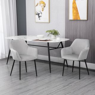 Northio Chaises de salle à manger lot de 2 chaises de cuisine avec dossier aspect velours chaise rembourrée avec pieds en acier pour salon gris clair 54 x 57 x 80 cm  