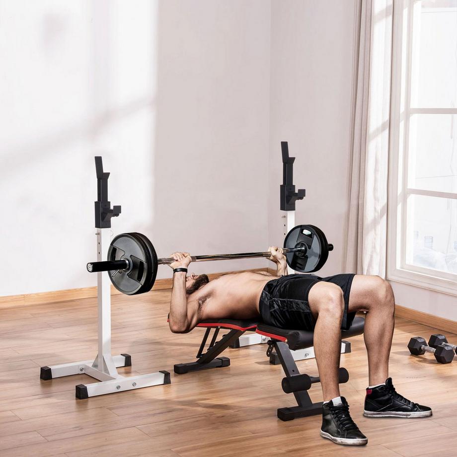 Northio  Supporto per manubri, set da 2, porta manubri, porta manubri regolabile in altezza con piedini in gomma, 105-160 cm, allenamento della forza, fino a 150 kg 