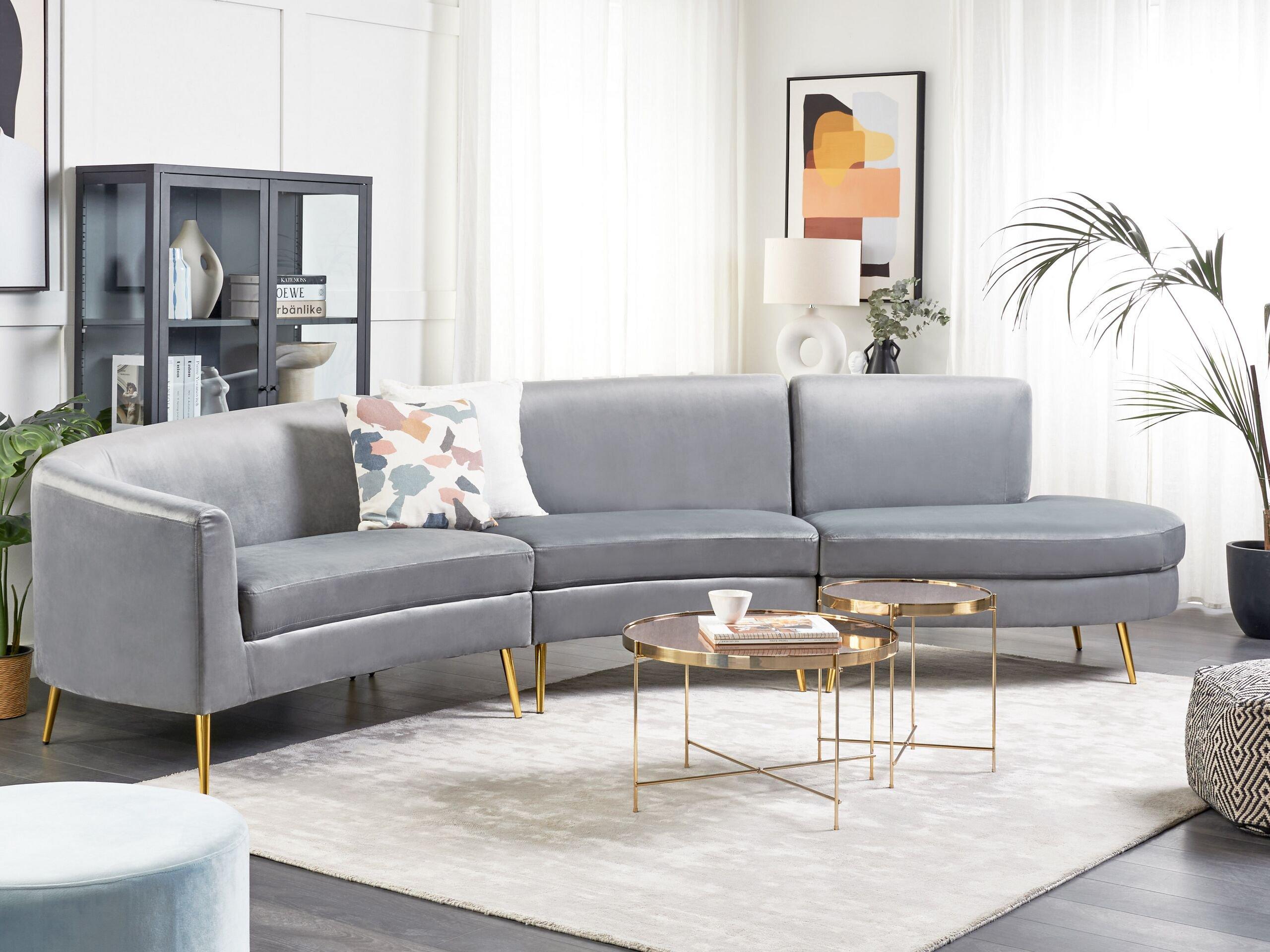 Beliani Halbrundes Sofa aus Samtstoff Glamourös MOSS  