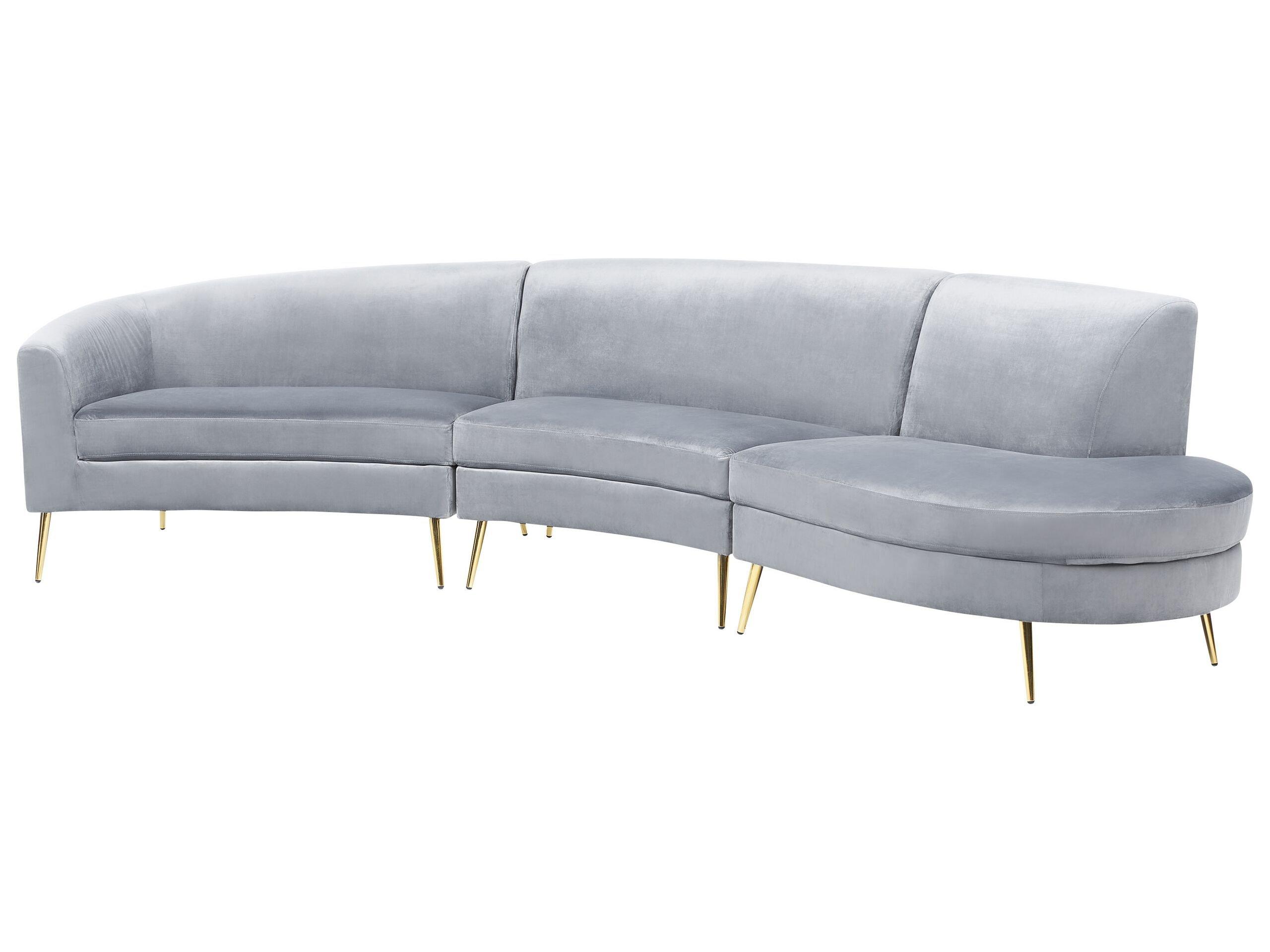 Beliani Halbrundes Sofa aus Samtstoff Glamourös MOSS  