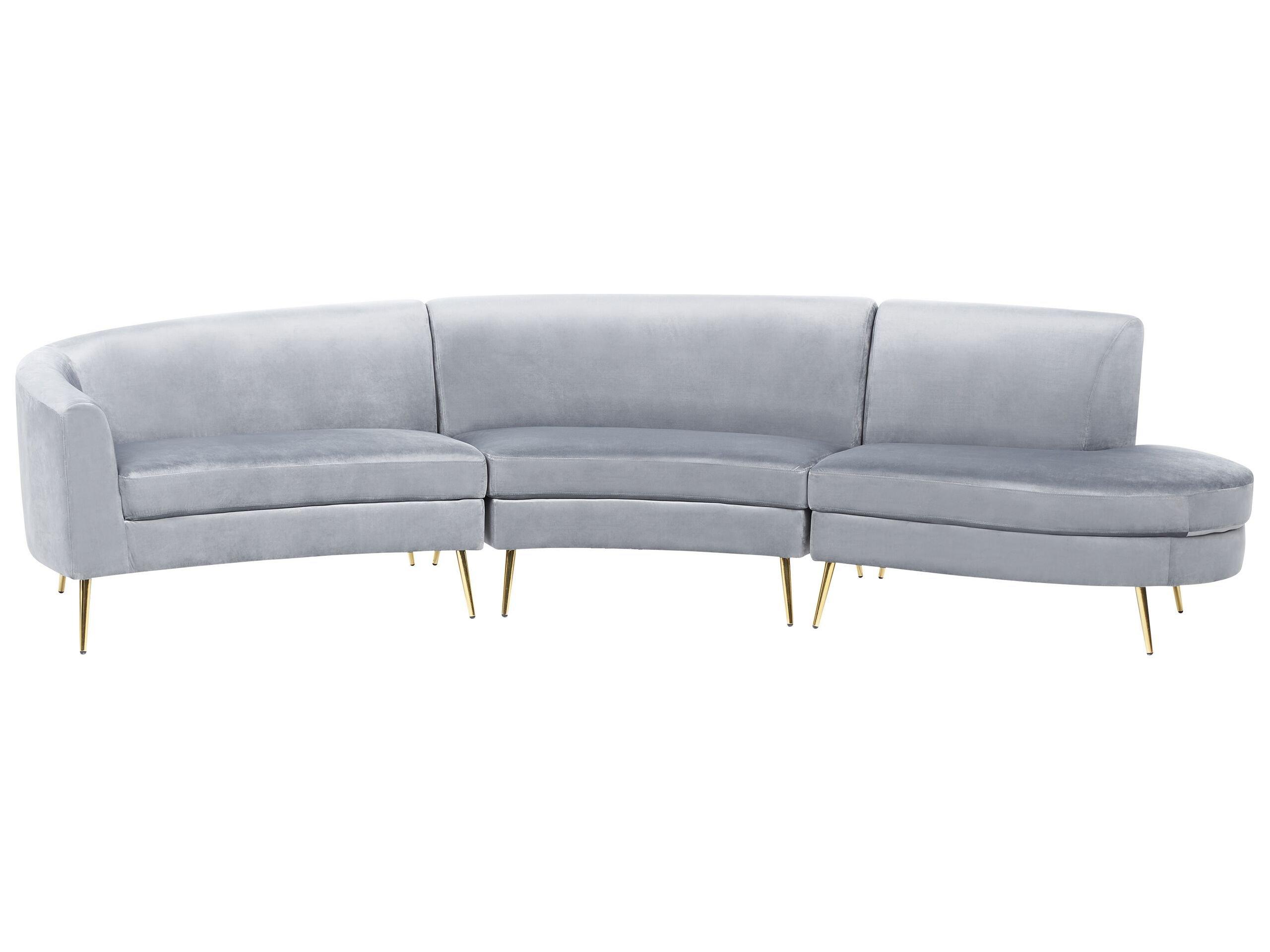 Beliani Halbrundes Sofa aus Samtstoff Glamourös MOSS  