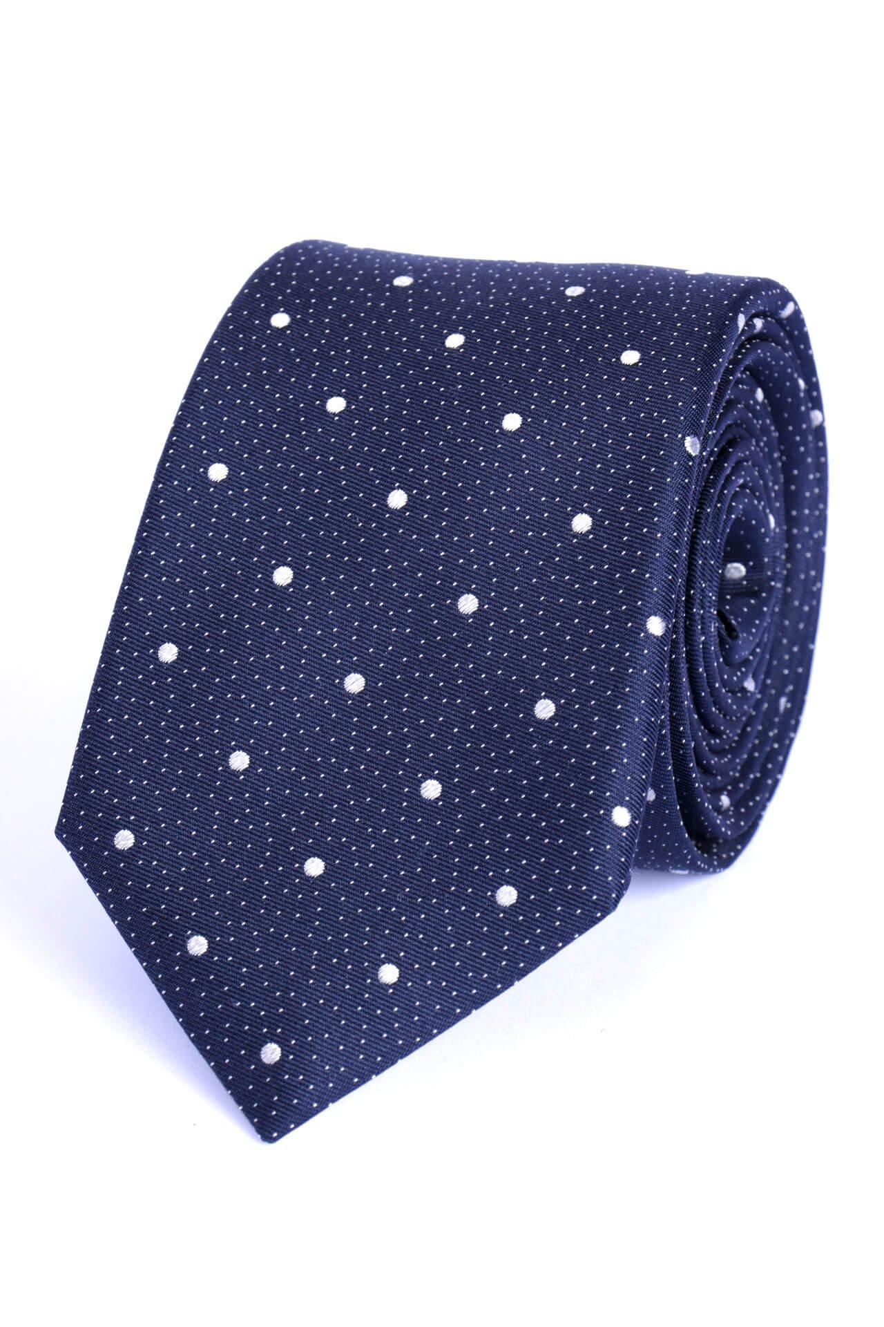 Image of Gepunktete Seidenkrawatte Herren Blau ONE SIZE