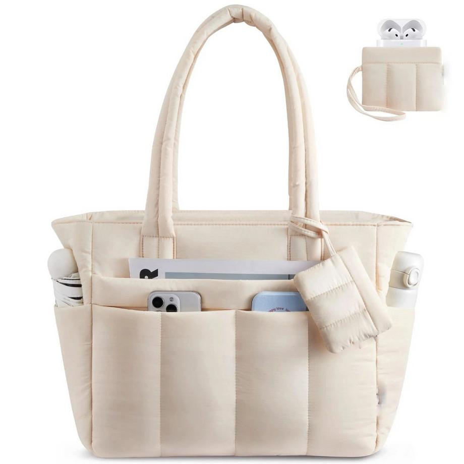 Einkaufstasche, Handtasche, große, leichte Arbeitstasche, Puffer-Einkaufstasche mit vielen Fächern