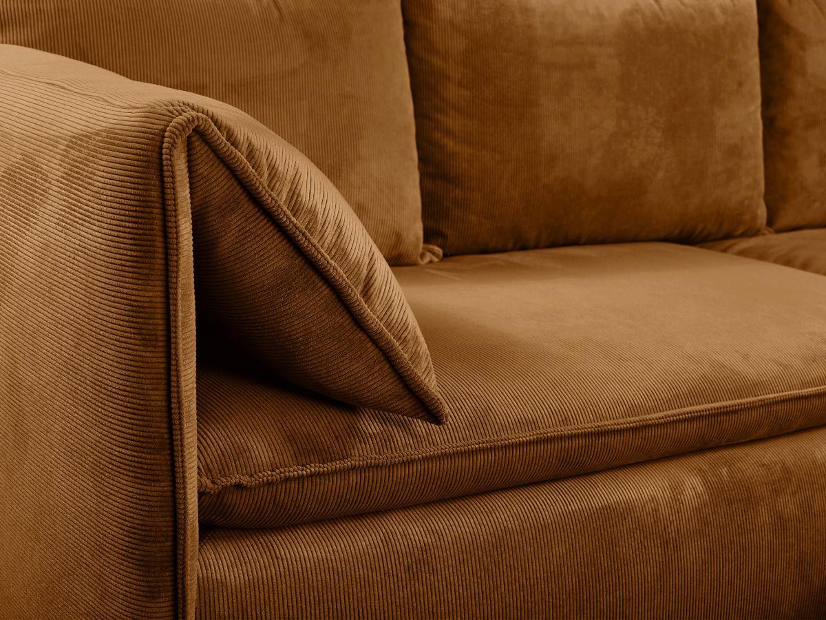 PASCAL MORABITO Canapé d'angle droit convertible en velours côtelé terracotta TEODORA  