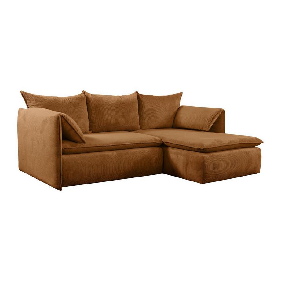 Ecksofa mit Schlaffunktion - Ecke rechts - Cord - Terracotta - TEODORA