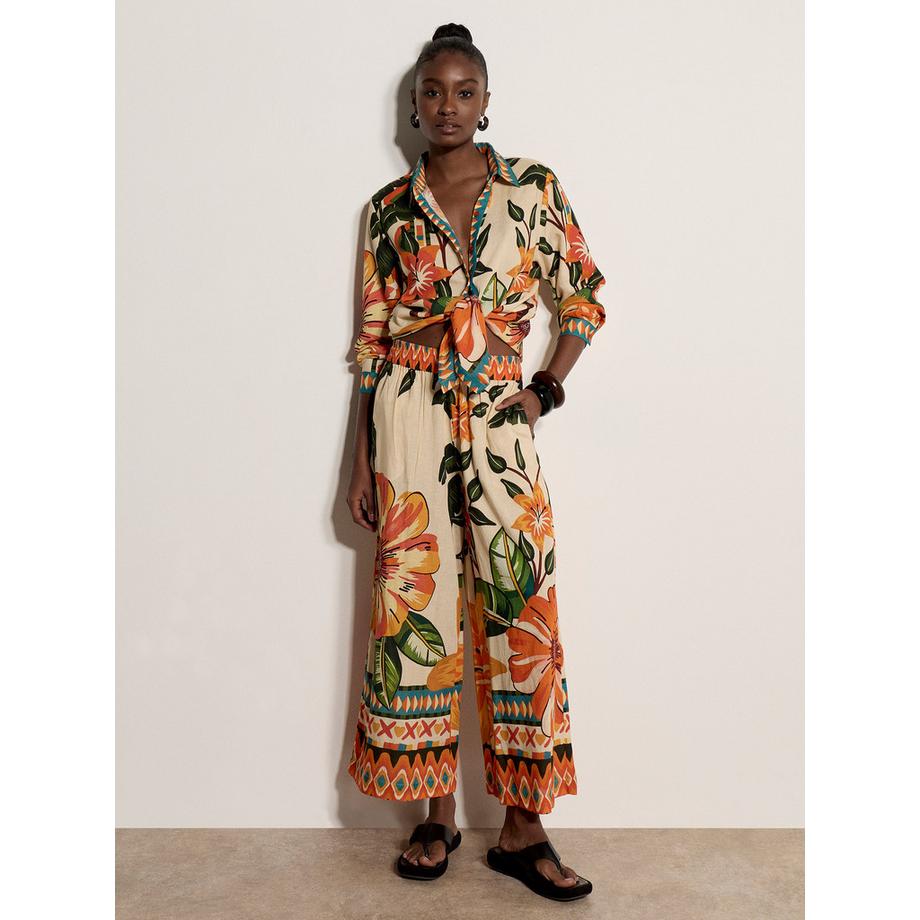 APRICOT Culotte met tropische bloemenprint  