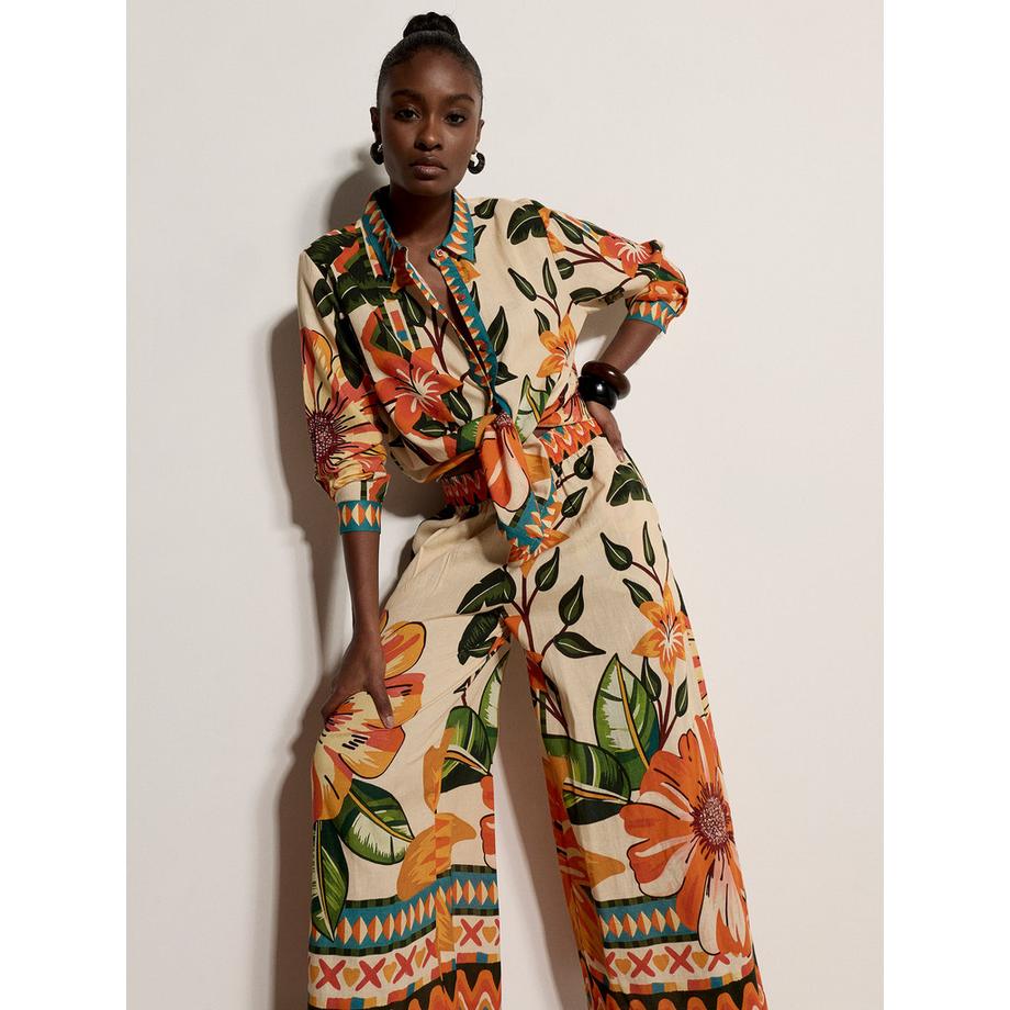 APRICOT Culotte met tropische bloemenprint  