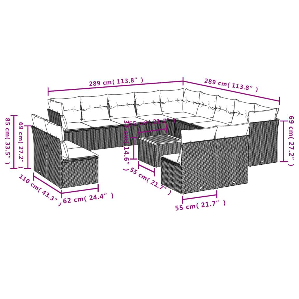 VidaXL set divano da giardino Polirattan  