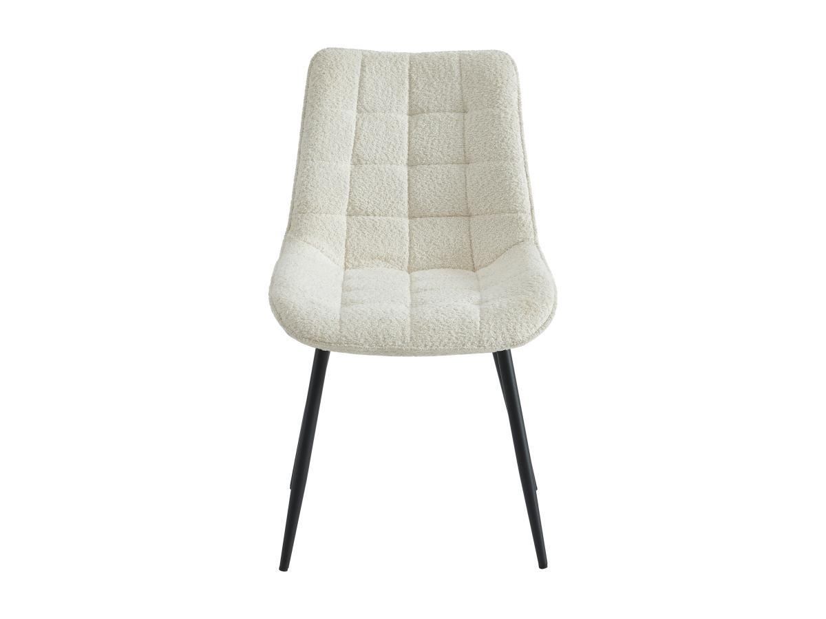 Vente-unique Lot de 6 chaises matelassées en tissu bouclette et métal noir - Blanc - OLLUA  