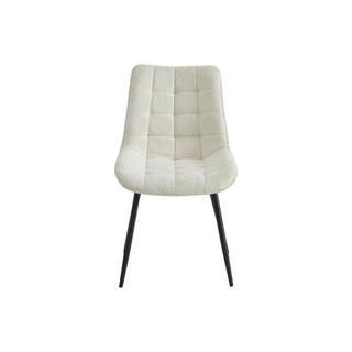 Vente-unique Lot de 6 chaises matelassées en tissu bouclette et métal noir - Blanc - OLLUA  